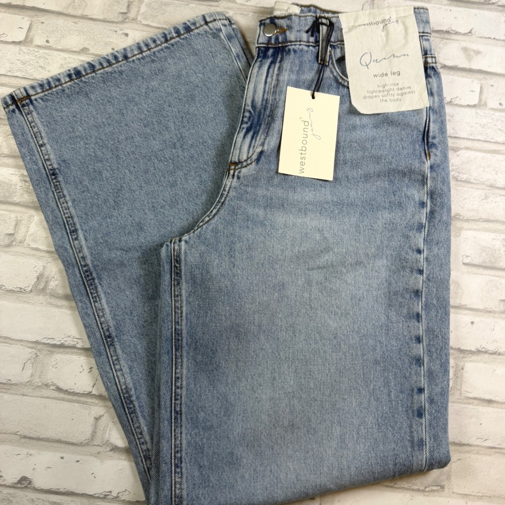 Westbound Quinn Jeans Women 10L Light Wash Wide Leg High Rise Denim NWT